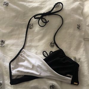 Black and white bathing suit top